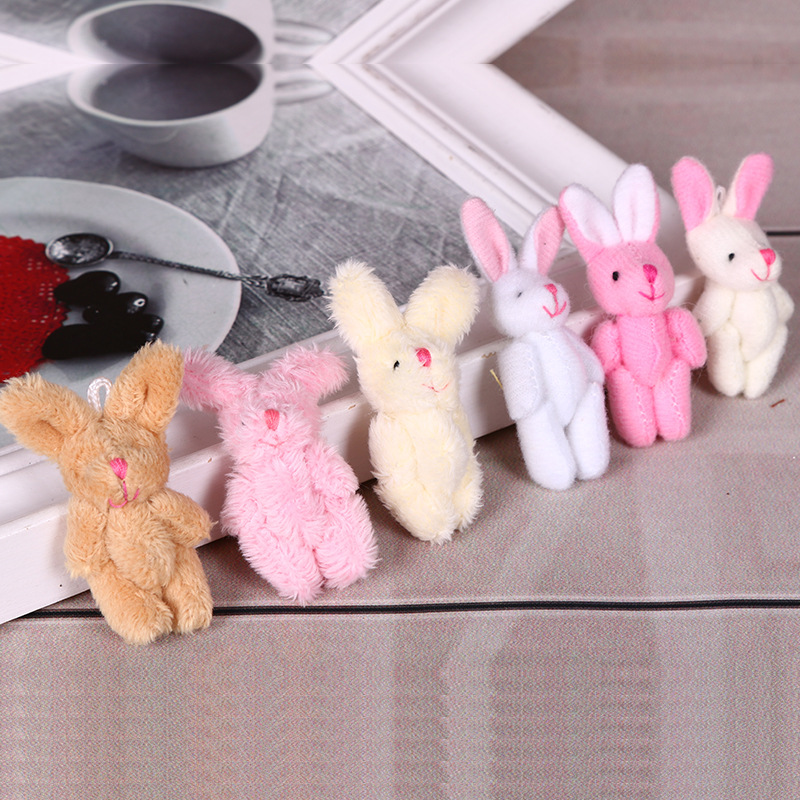Plush Jointed Rabbit Long Hair Rabbit Plush Charm Wedding Decoration DIY Handmade Accessories Cloth Doll