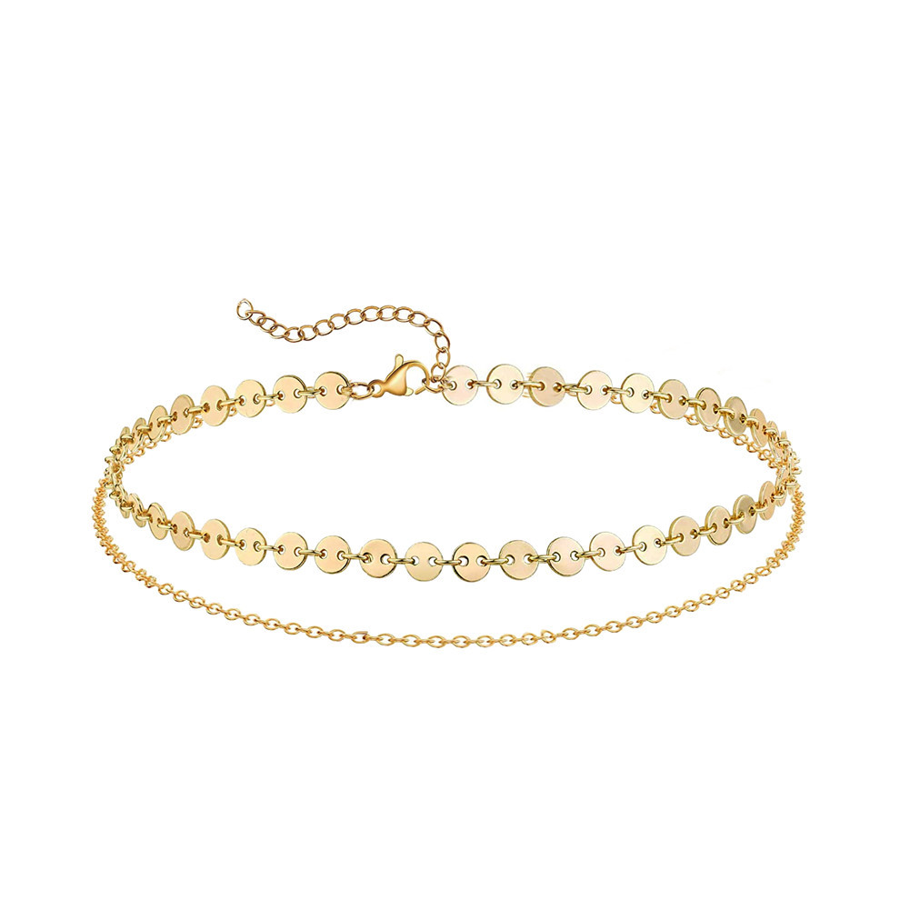 Minimalist sequin chain anklet with heart pendant anklet, women's beach accessory