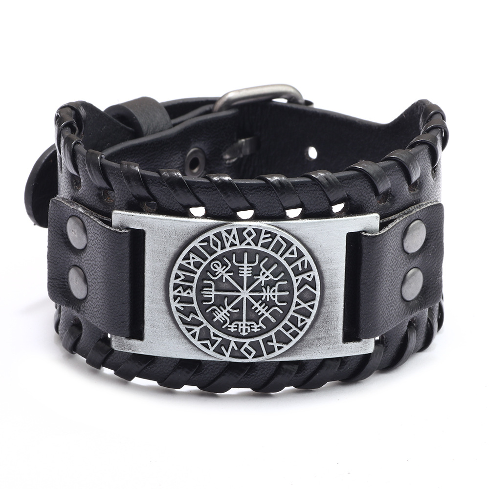Pirate Bracelet Compass Men's Wide Bracelet Leather Bracelet Compass Bracelet