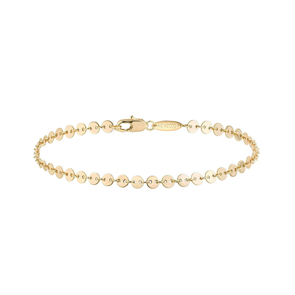 Minimalist sequin chain anklet with heart pendant anklet, women's beach accessory