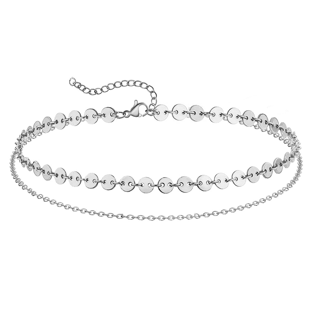 Minimalist sequin chain anklet with heart pendant anklet, women's beach accessory