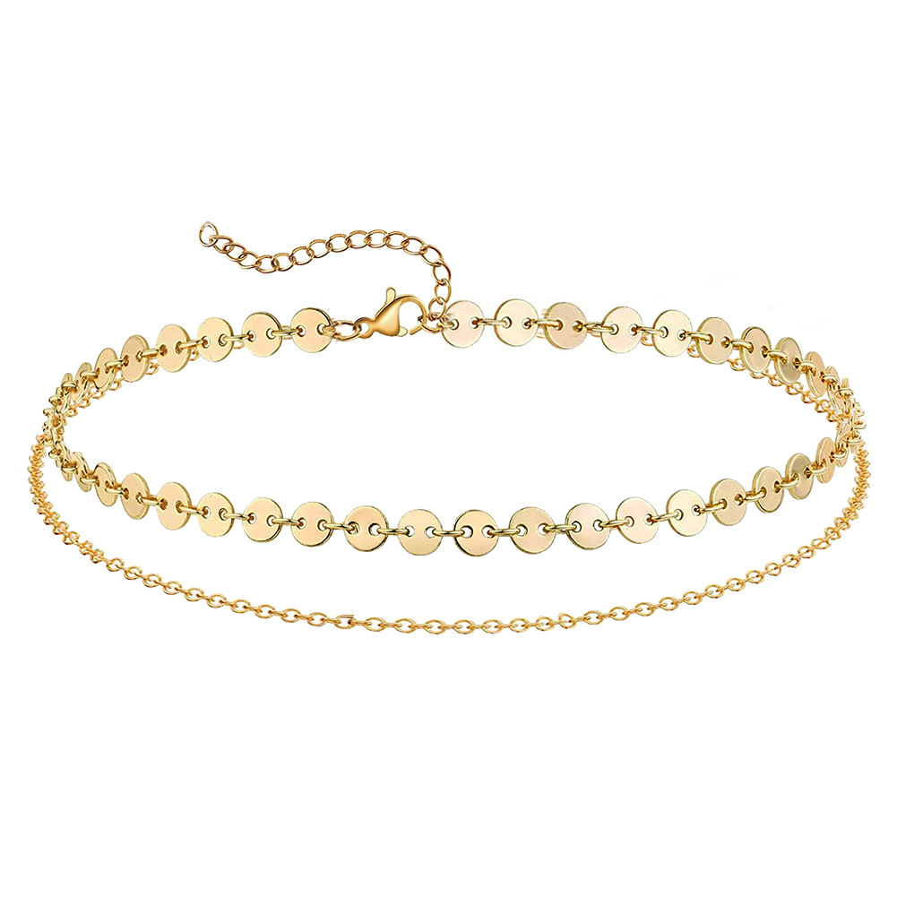 Minimalist sequin chain anklet with heart pendant anklet, women's beach accessory
