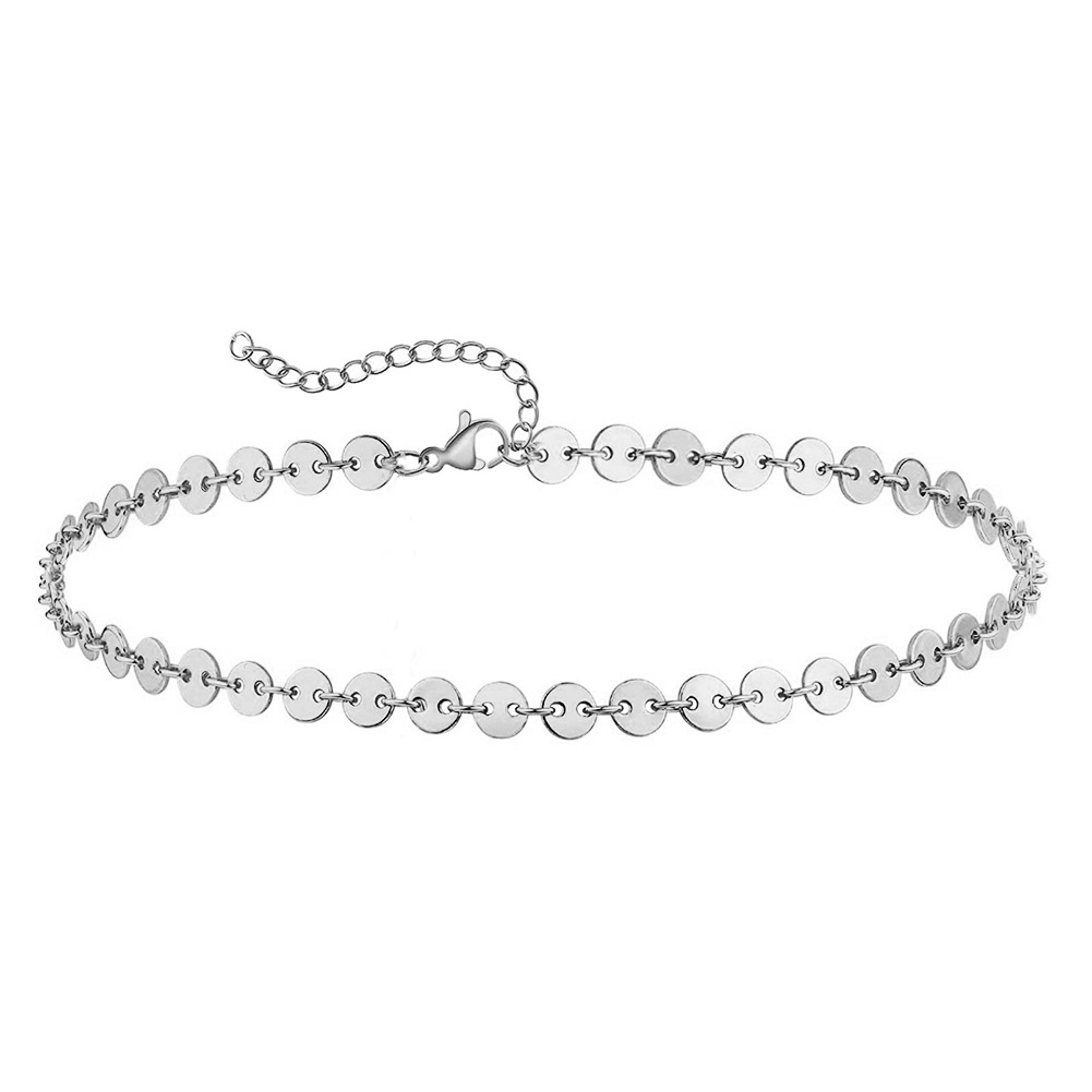 Minimalist sequin chain anklet with heart pendant anklet, women's beach accessory