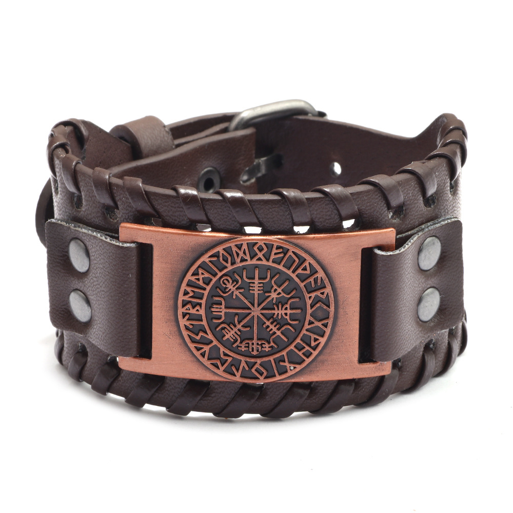 Pirate Bracelet Compass Men's Wide Bracelet Leather Bracelet Compass Bracelet