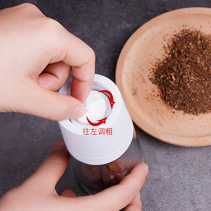 Pepper grinder manual freshly ground black pepper granules household kitchen glass seasoning jar Japanese style grinding bottle