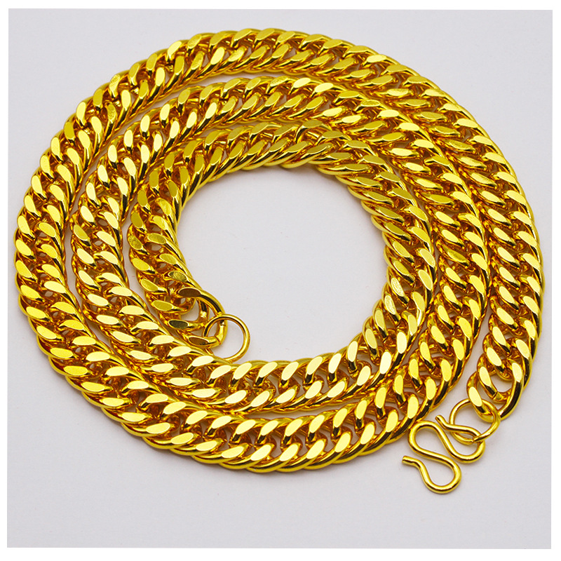 18K gold necklace men long time tycoon prop thick 9mm bold gold chain 60cm president chain