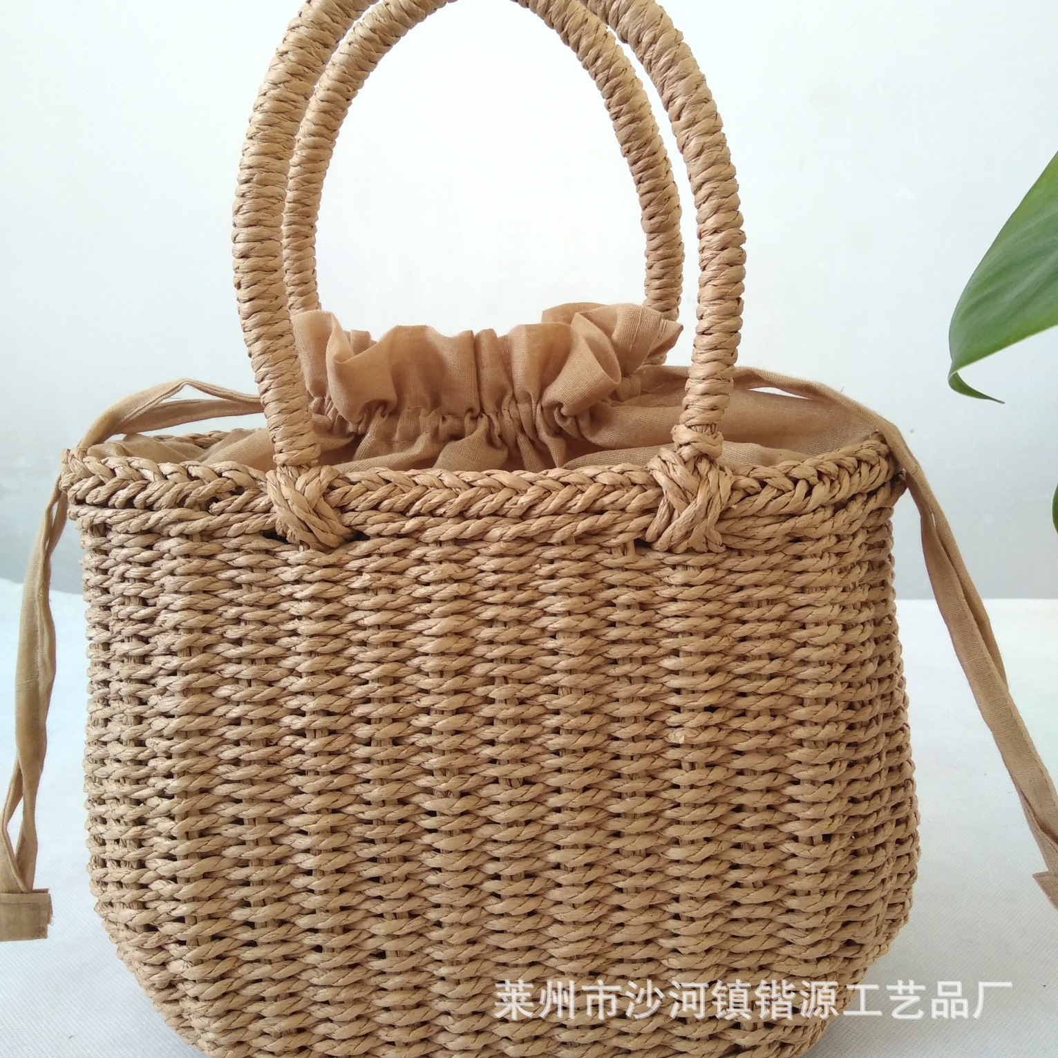 Custom bag women's small round bucket handbag straw woven bag woven bag straw woven small square bag Chinese style