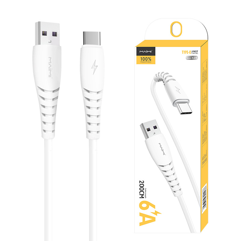 Maimi X39 Applicable for iPhone Android Type-C Fast Charging 6A Extended 2 Meter Charging Cable Flash Charging Data Cable