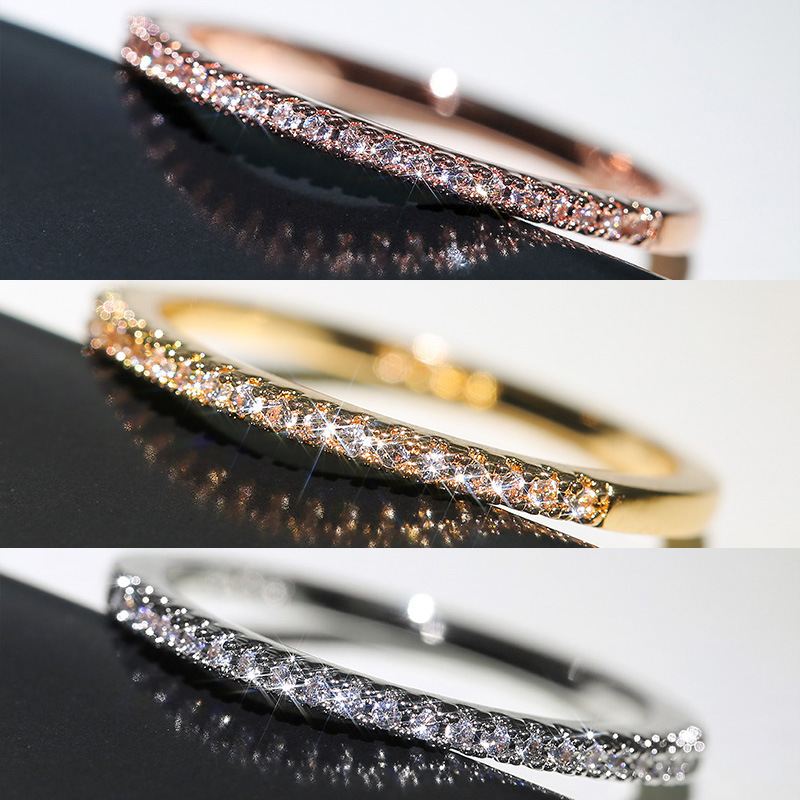 Cao Shi Bestseller Minimalist Women's Micro-Set Zircon Ring Index Finger Ring Gift