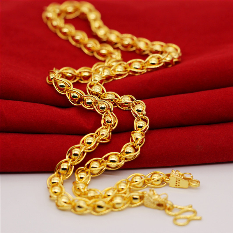 Big gold necklace gold-plated live-streaming sand gold necklace men South Africa tin gold jewelry fire gold inside and outside one color country