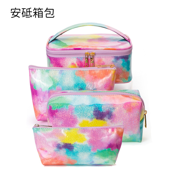 New Tie-Dye Multicolored Cosmetic Bag Storage Bag Multifunctional Handheld Toiletry Bag Tattoo and Nail Art Tool Box