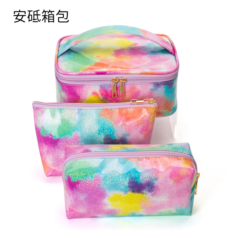 New Tie-Dye Multicolored Cosmetic Bag Storage Bag Multifunctional Handheld Toiletry Bag Tattoo and Nail Art Tool Box