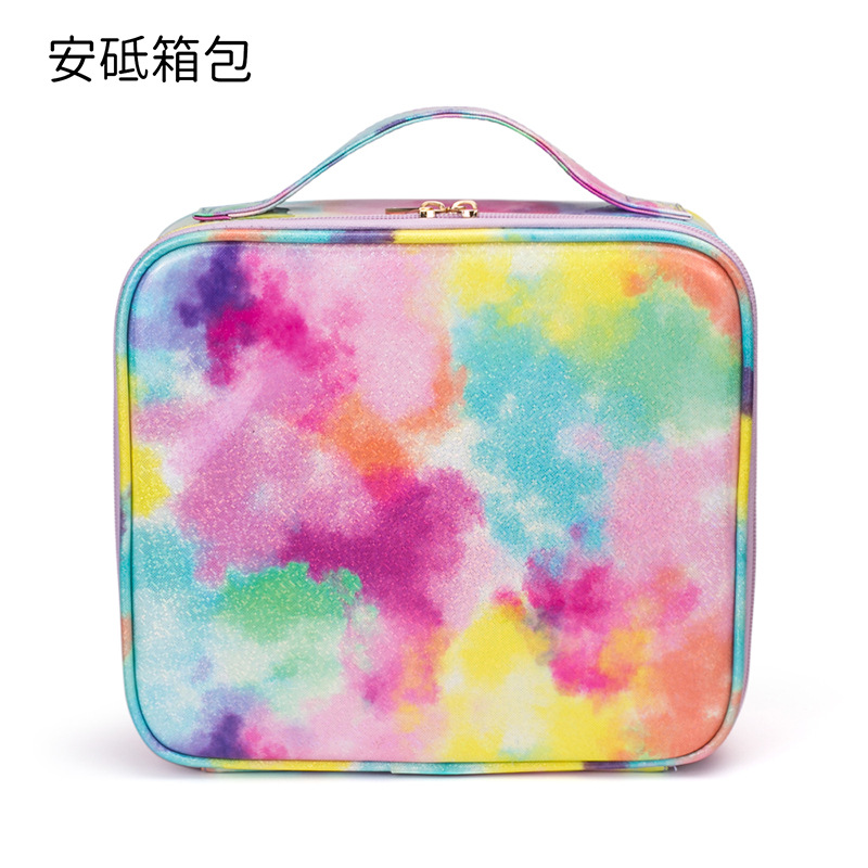 New Tie-Dye Multicolored Cosmetic Bag Storage Bag Multifunctional Handheld Toiletry Bag Tattoo and Nail Art Tool Box