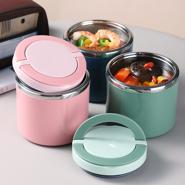 Breakfast cup, porridge cup, soup cup, stainless steel lunch box for taking meals, porridge, soup to work or school, with lid, portable