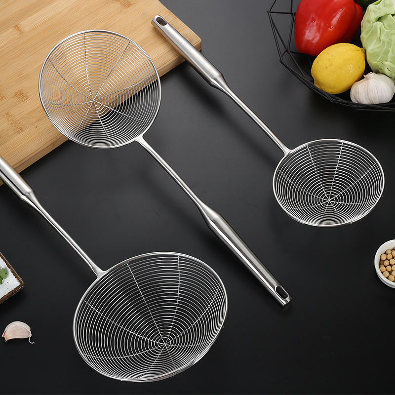 304 stainless steel wire strainer kitchen slotted spoon hot pot frying oil strainer filter mesh strainer noodle strainer filter mesh