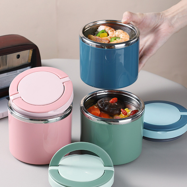 Breakfast cup, porridge cup, soup cup, stainless steel lunch box for taking meals, porridge, soup to work or school, with lid, portable