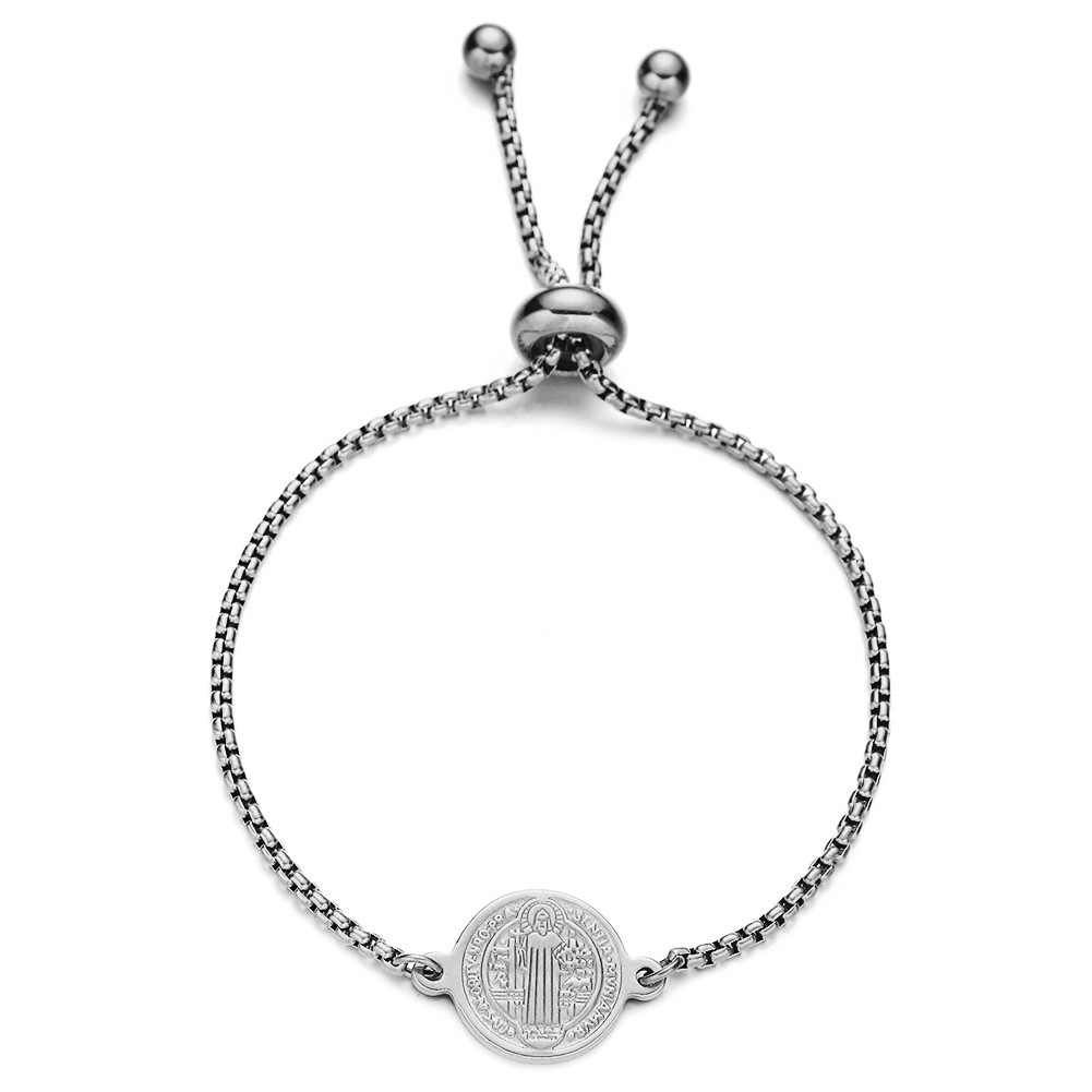 Stainless steel adjustable chain bracelet, curb chain coin bracelet, exquisite versatile accessory