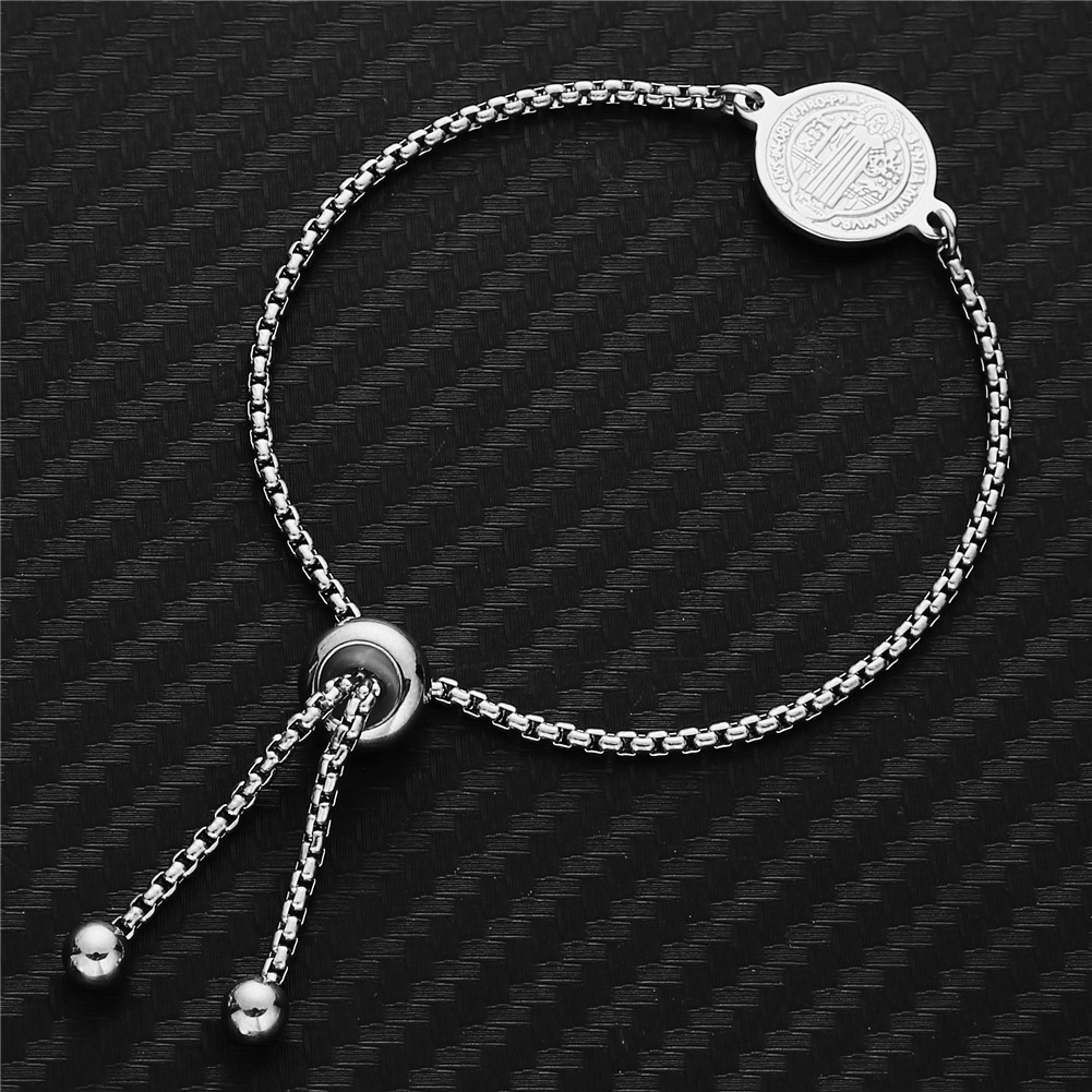 Stainless steel adjustable chain bracelet, curb chain coin bracelet, exquisite versatile accessory