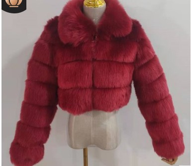 Faux fur jacket short lapel imitation fox fur long sleeve spliced women's