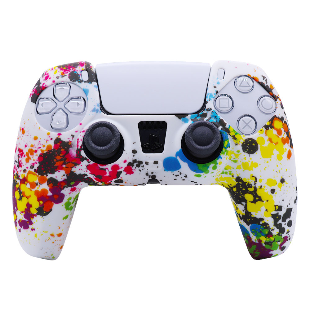 PS5 silicone case game controller silicone case camouflage water print case protective cover spray paint feel watercolor case PS5 accessory