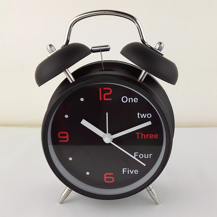 4-inch Metal Bell Alarm Clock Can Add Logo Silent with Light Children Student Clock