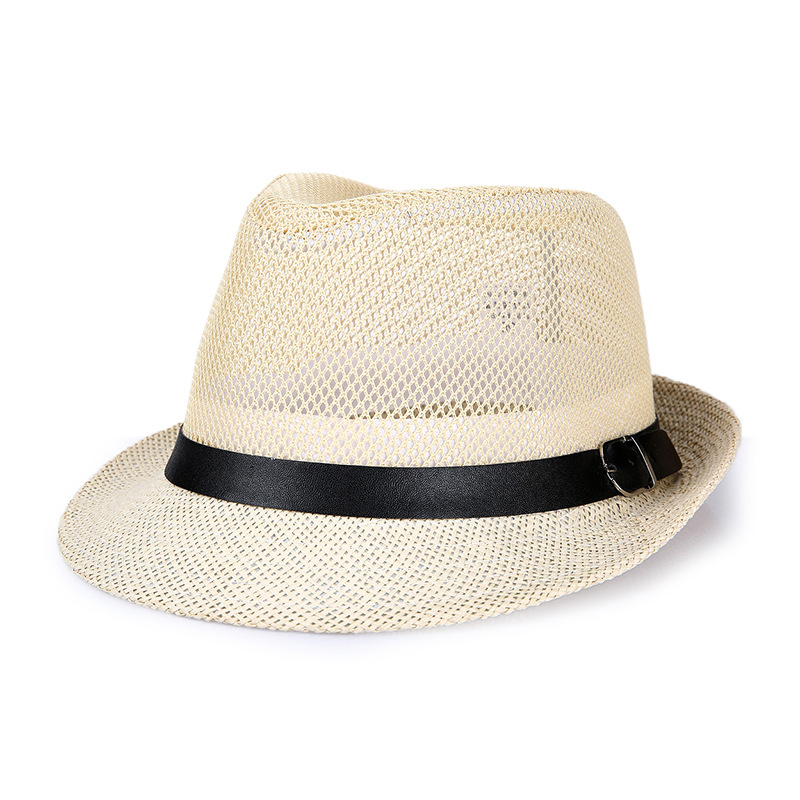 Hat Men's Middle-aged and Elderly Summer Linen Sun Hat Small Fedora Sun Protection Hat Outdoor Straw Hat