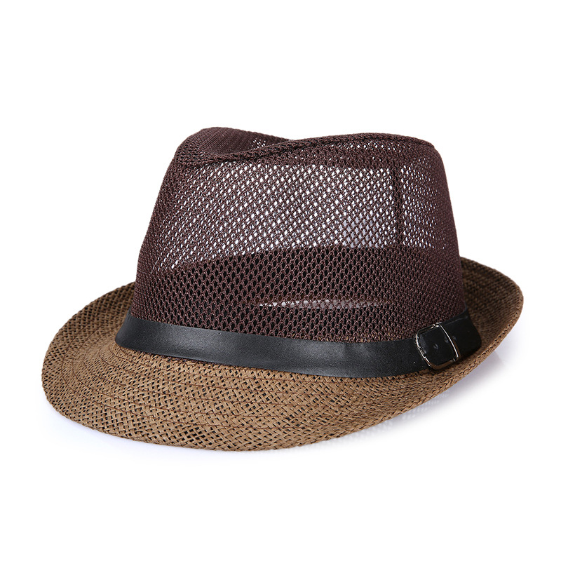 Hat Men's Middle-aged and Elderly Summer Linen Sun Hat Small Fedora Sun Protection Hat Outdoor Straw Hat