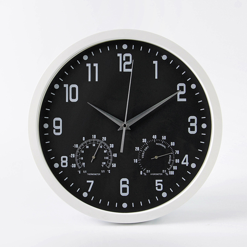 14-inch Simple Silent Wall Clock Temperature and Humidity Clock Home Decoration Electronic Clock