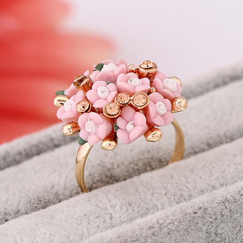Carefully selected flower ring set women's diamond ceramic flower simple ring