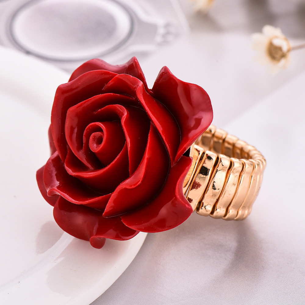 Independent Station Jewelry Wedding Jewelry Fresh Red Rose Jewelry Valentine's Day Ring for Women