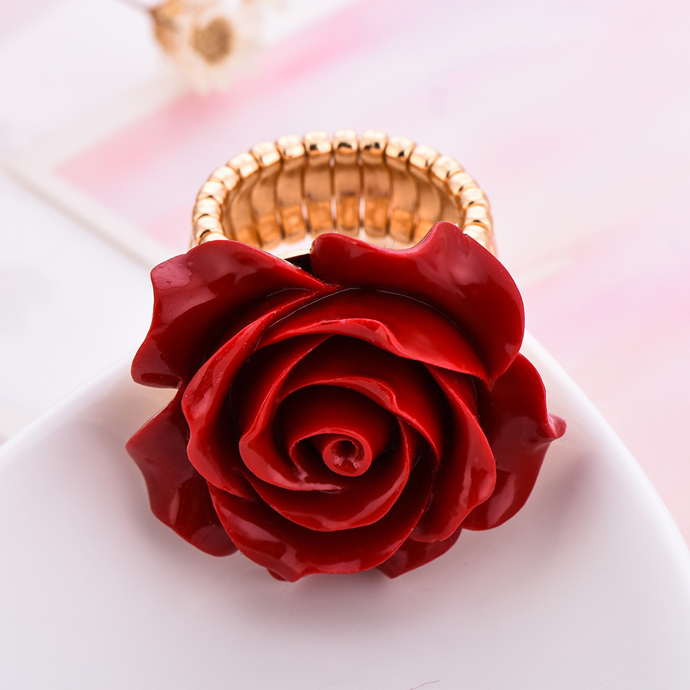 Independent Station Jewelry Wedding Jewelry Fresh Red Rose Jewelry Valentine's Day Ring for Women