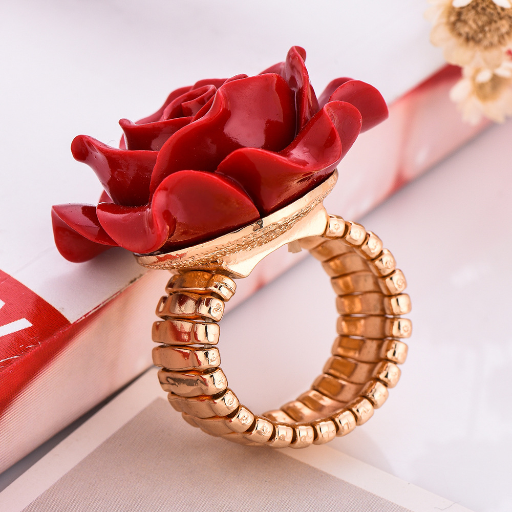 Independent Station Jewelry Wedding Jewelry Fresh Red Rose Jewelry Valentine's Day Ring for Women
