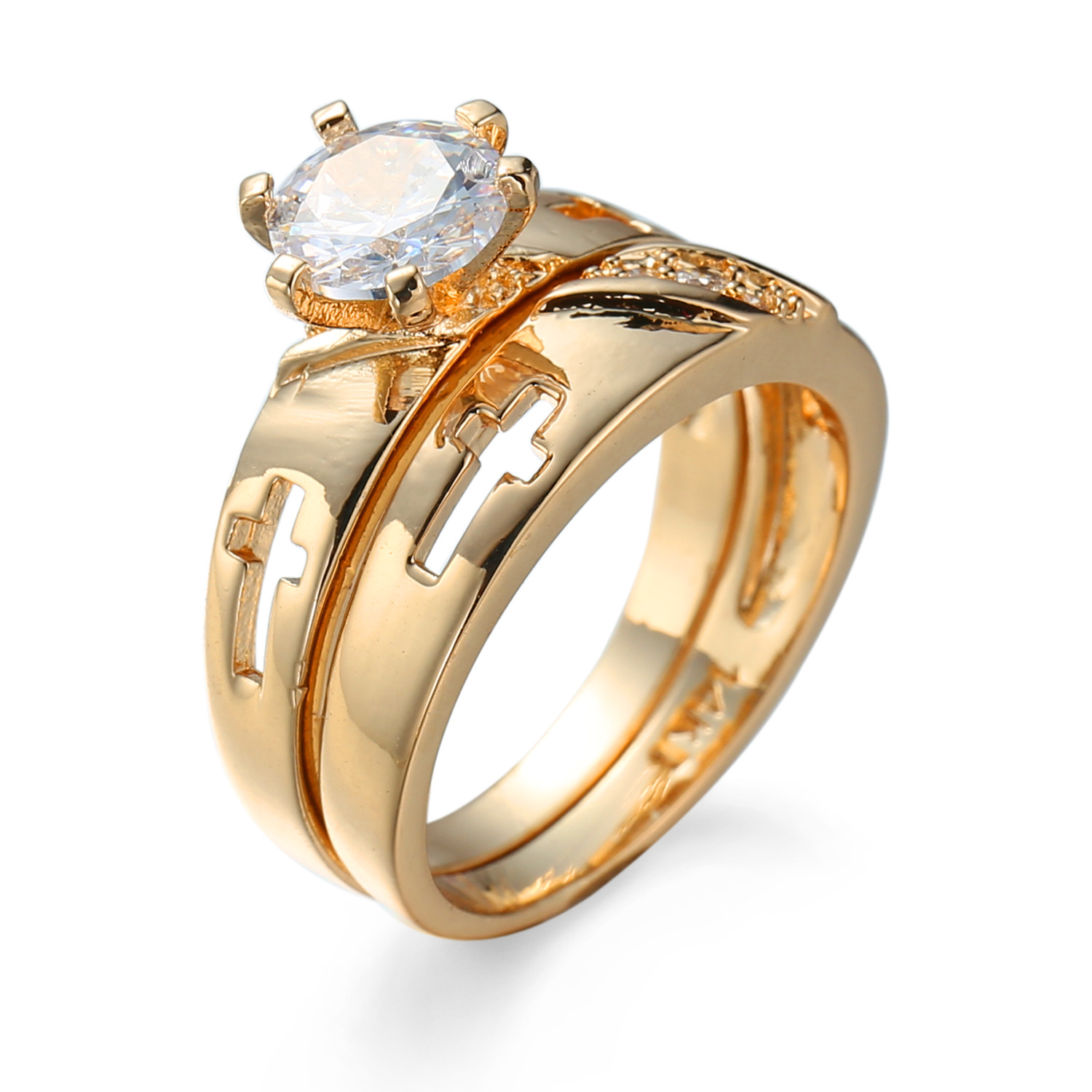 New High-Quality Zircon Cross Jewelry Ring Couple Rings