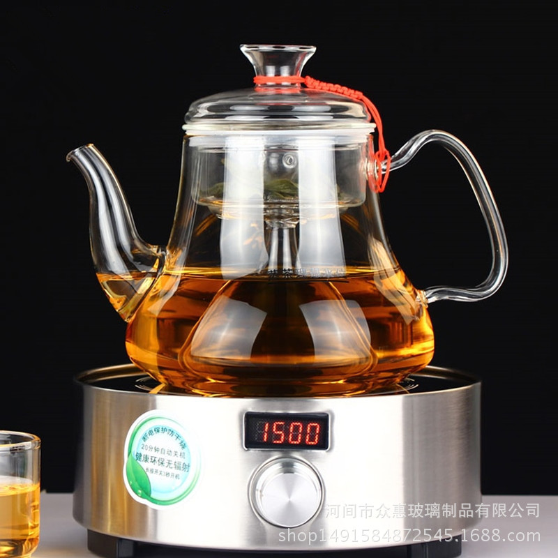Glass dark tea steaming pot, Pu'er tea steamer for electric ceramic stove, health flower tea pot