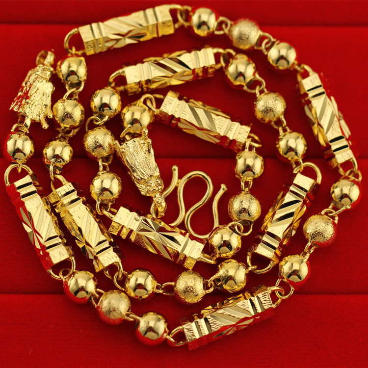 Big gold necklace gold-plated live-streaming sand gold necklace men South Africa tin gold jewelry fire gold inside and outside one color country
