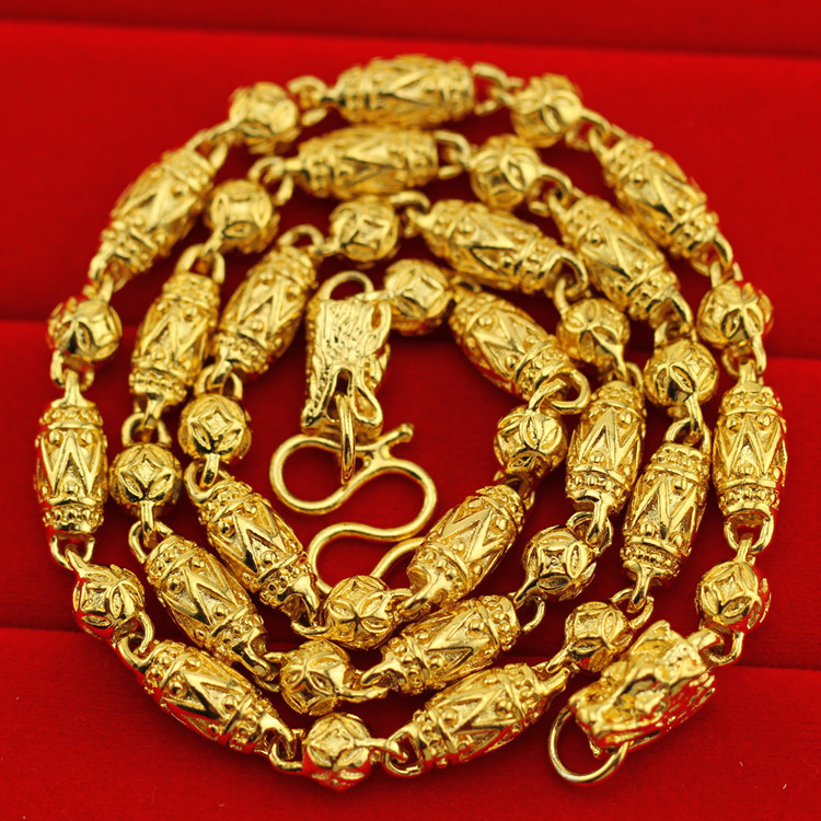 Big gold necklace gold-plated live-streaming sand gold necklace men South Africa tin gold jewelry fire gold inside and outside one color country