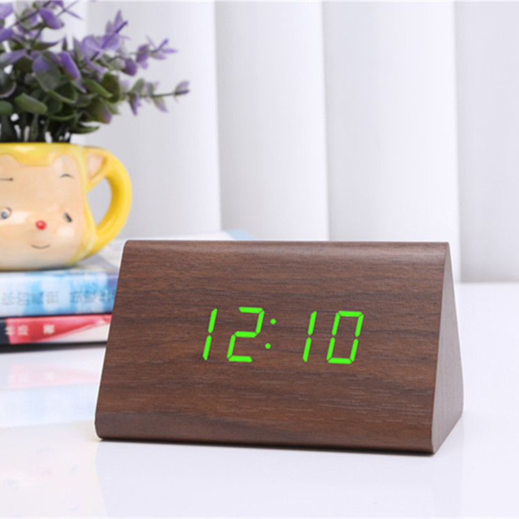 Night Light Silent Multifunctional Wooden Alarm Clock Smart LED Wooden Clock Gift Electronic Clock Quartz Clock