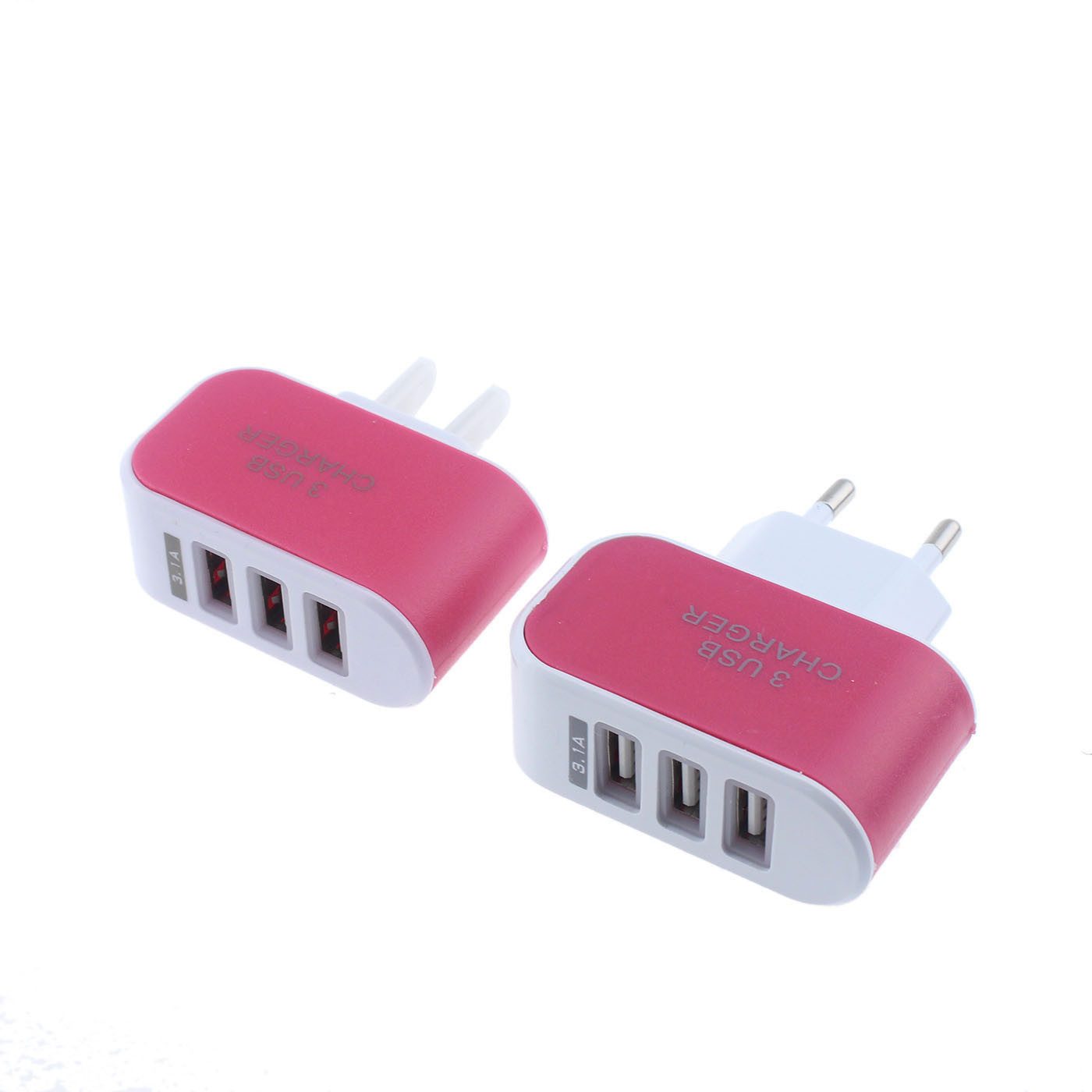 3USB Colorful Candy Charger EU US Travel 3-Port Glowing Phone Charger
