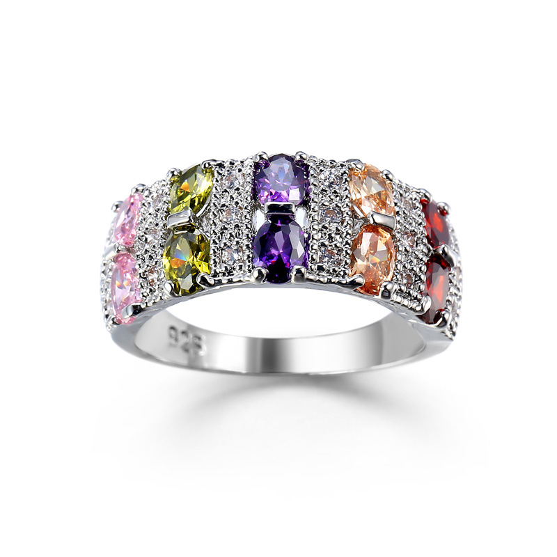 Hand Jewelry Fashion Romantic Colorful Zircon Ring Design INS Women's Accessories
