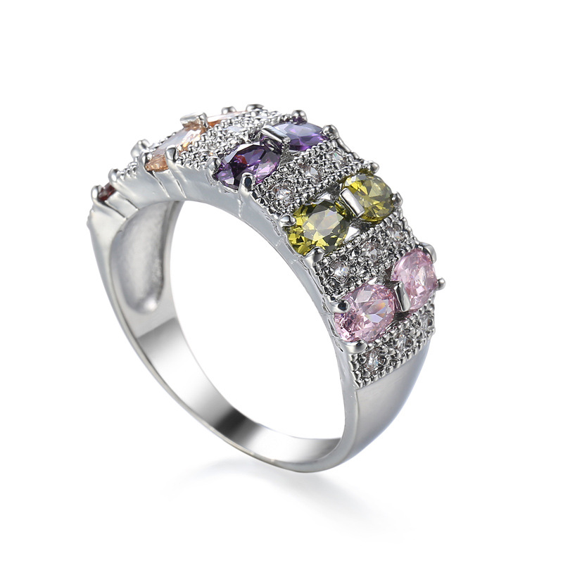 Hand Jewelry Fashion Romantic Colorful Zircon Ring Design INS Women's Accessories