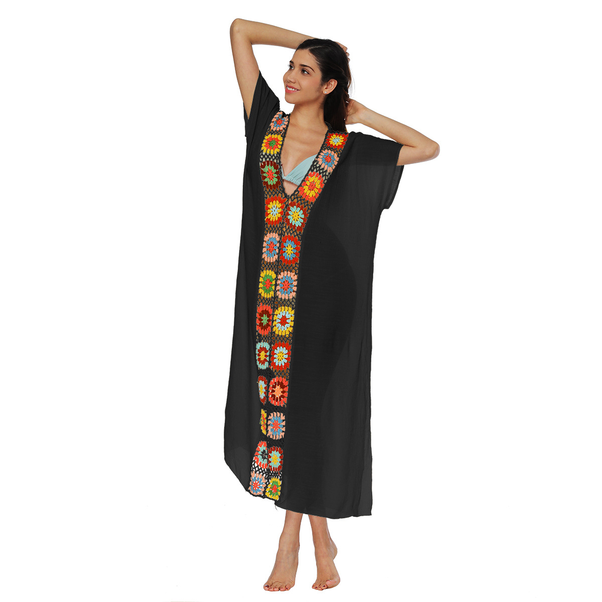 Women's hand-hooked spliced dress slit sexy long skirt beach cover-up 1900 multiple colors