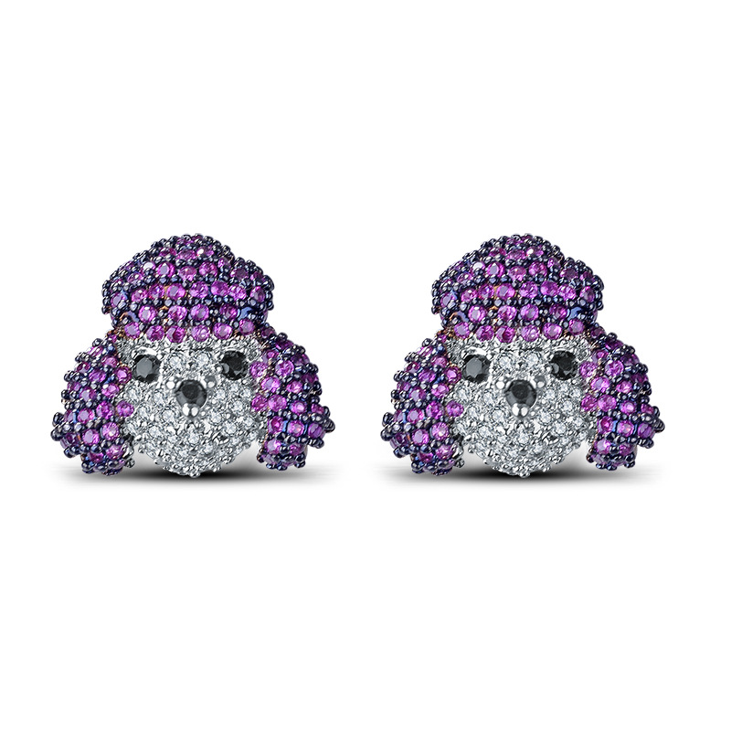 2021 New Zodiac Year Animal Cute Dog Earrings 925 Sterling Silver Pin Set Zircon Earrings Women