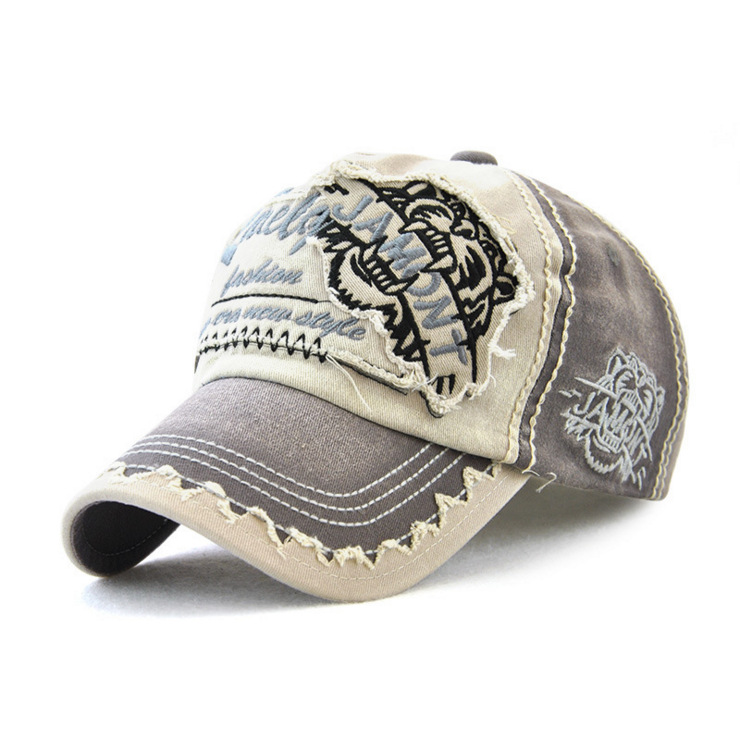 Tiger head sun hat for women, embroidered baseball cap for men, outdoor casual cap