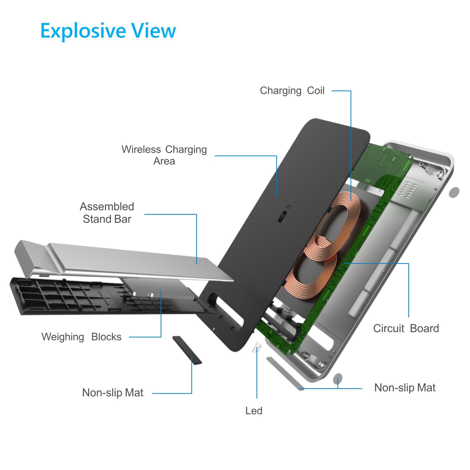 Factory Original Private Mold Vertical Wireless Charger Stand Horizontal 15W Fast Charging for All Qi Standard Phones
