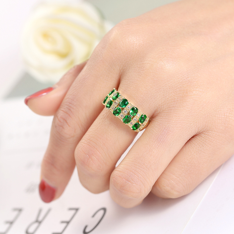 Hand Jewelry Fashion Romantic Colorful Zircon Ring Design INS Women's Accessories