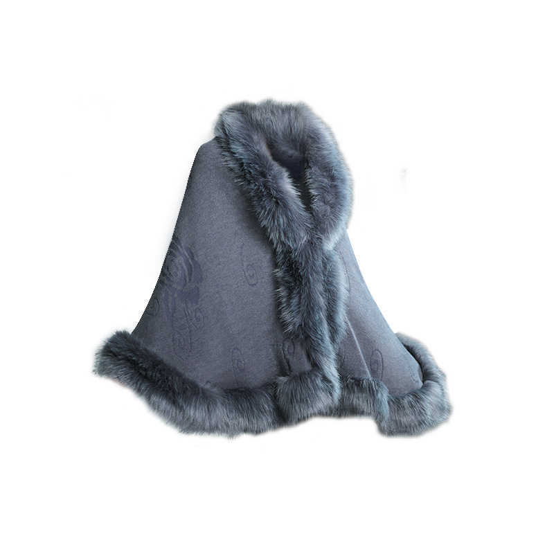 New Women's Knitted Coat Cheongsam Shawl Imitation Fox Fur Collar Fur Shawl Cape Coat Women 1268#