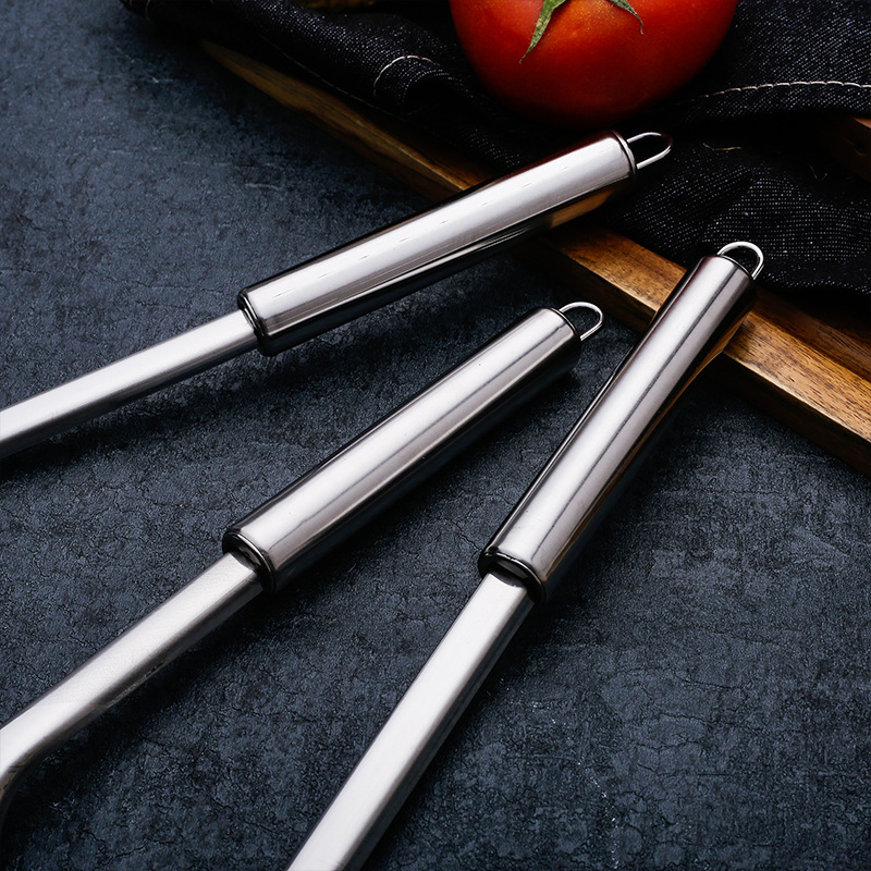 Thickened stainless steel spatula set for home use, soup spoon, high temperature resistant spatula, slotted spoon, kitchen, outdoor, hotel