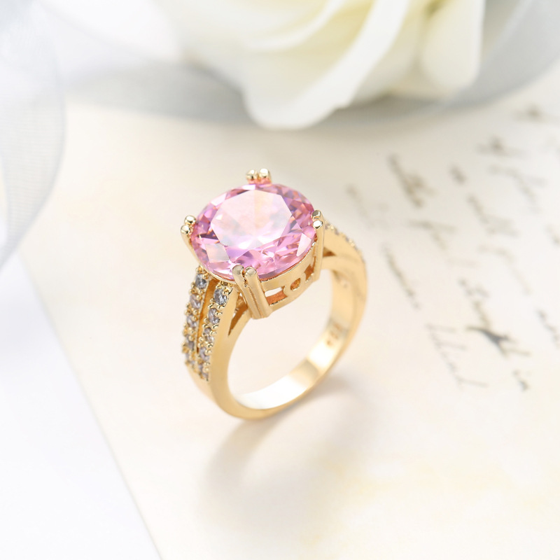 Fashion Jewelry Women's Pink Zircon Ring Accessories