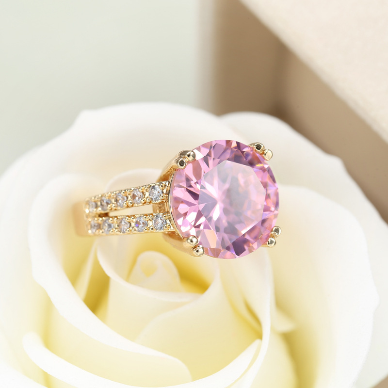 Fashion Jewelry Women's Pink Zircon Ring Accessories
