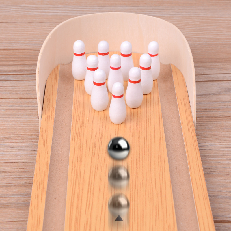 Children's Educational Mini Bowling Wooden for Adults Stress Relief Parent-child Interaction Leisure Tabletop Game Toy